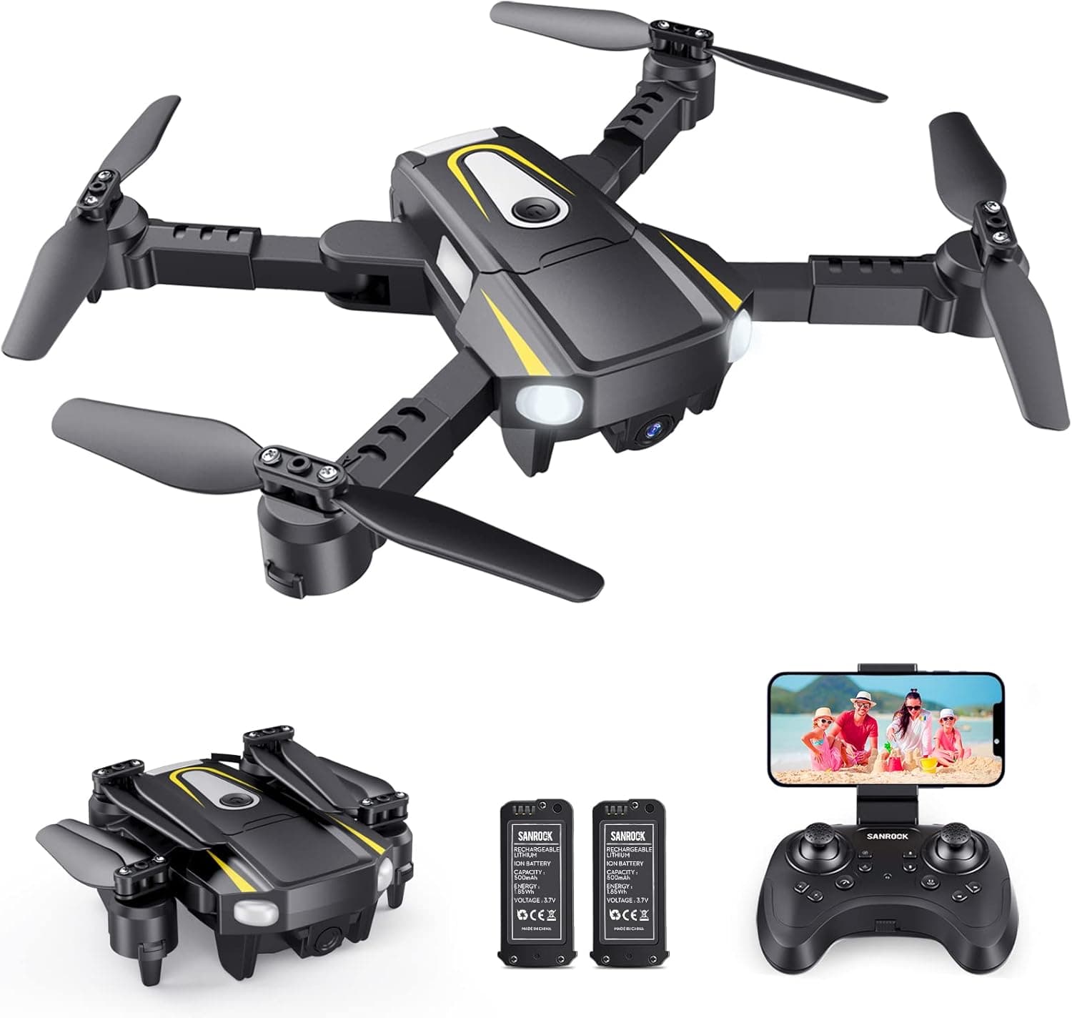 Drone with Camera for Adults 1080P, LETCREN H859 GPS Drone with 5GHZ FPV Transmission, Auto Return Home, Follow Me, Waypoint Flight, Circle Fly, Long Control Range, Brushless Moto Quadcopter for Kids and Beginners, Girls/ Boys Gifts