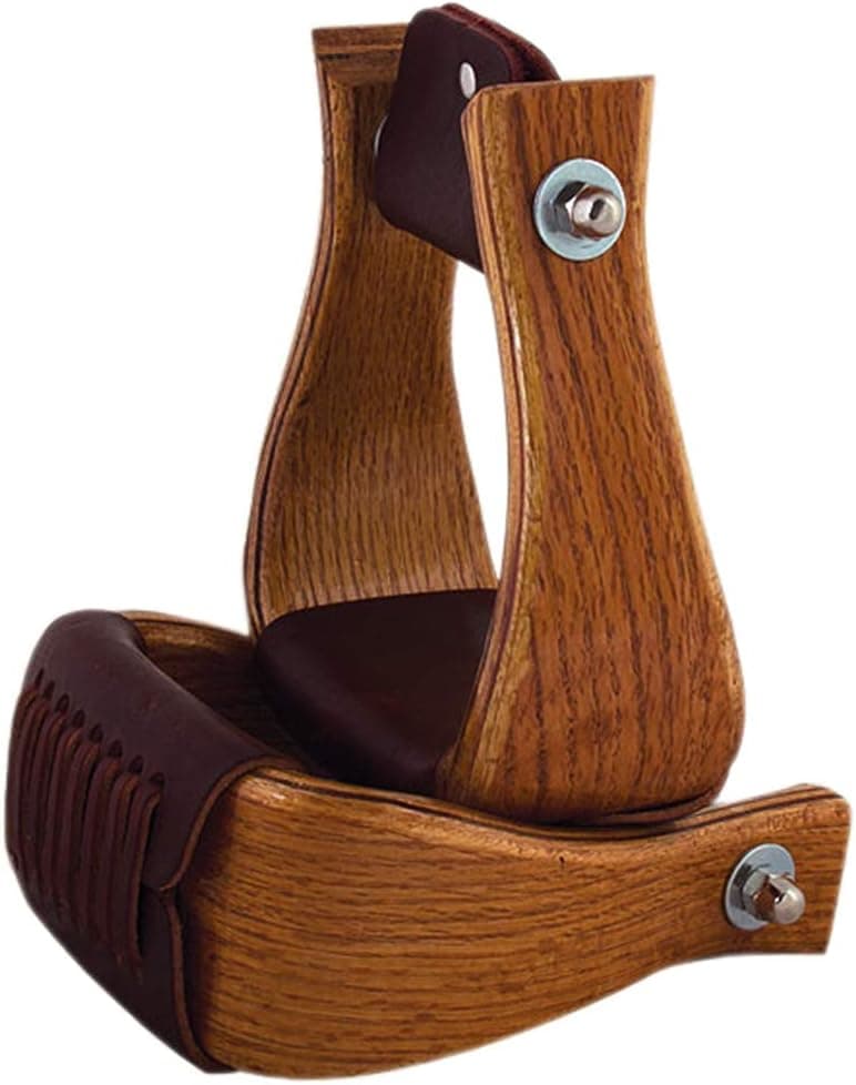 HILASON 172156-4-bg 4in Oak Wood Bell Stirrups(10)