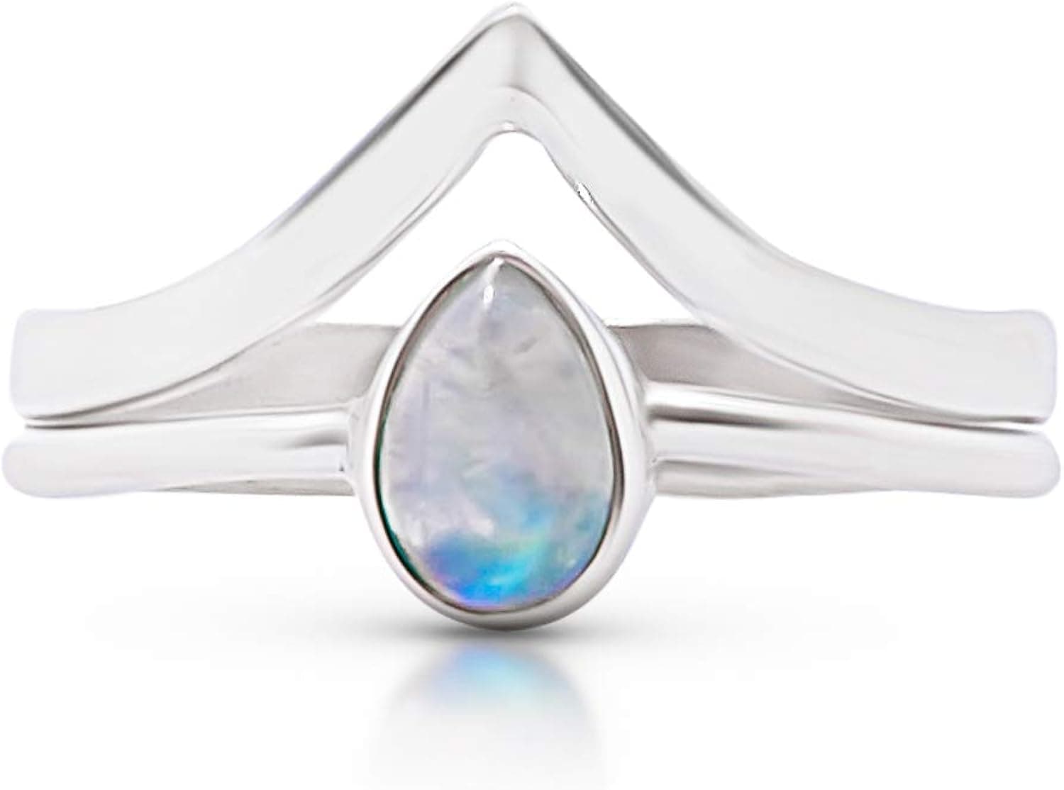 Pear Moonstone Delicate Ring- 925 Sterling Silver - Ethnic Boho Chic Hand Made Jewelry - Fashionable and Stylish for Girls and Women -US Size 5-10