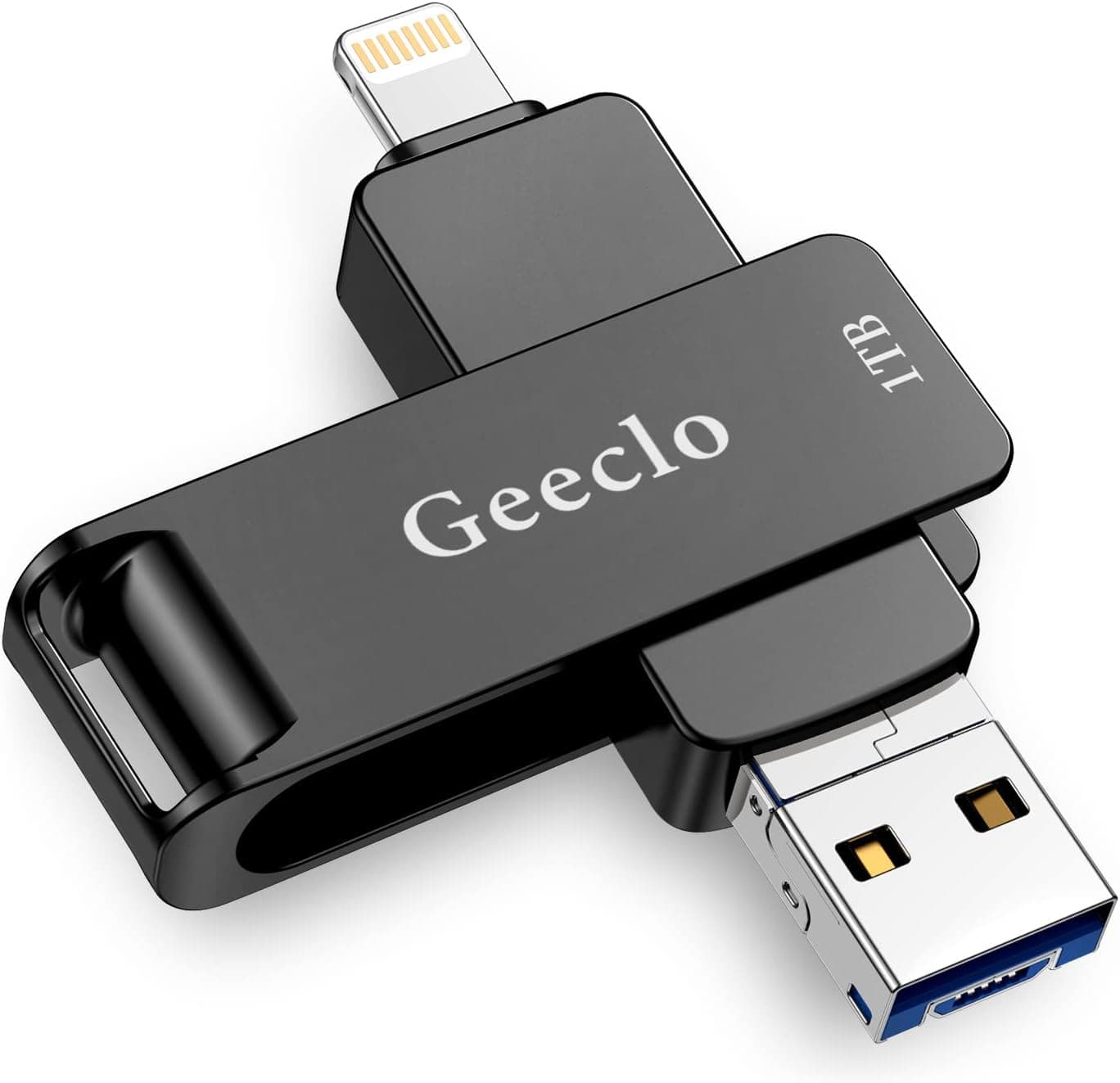 Geeclo iPhone Flash Drive 1TB, Photo Stick USB Flash Drive USB C Memory Stick External Storage Thumb Drive Compatible with iPhone, iPad,Android, PC and More Devices(Black)