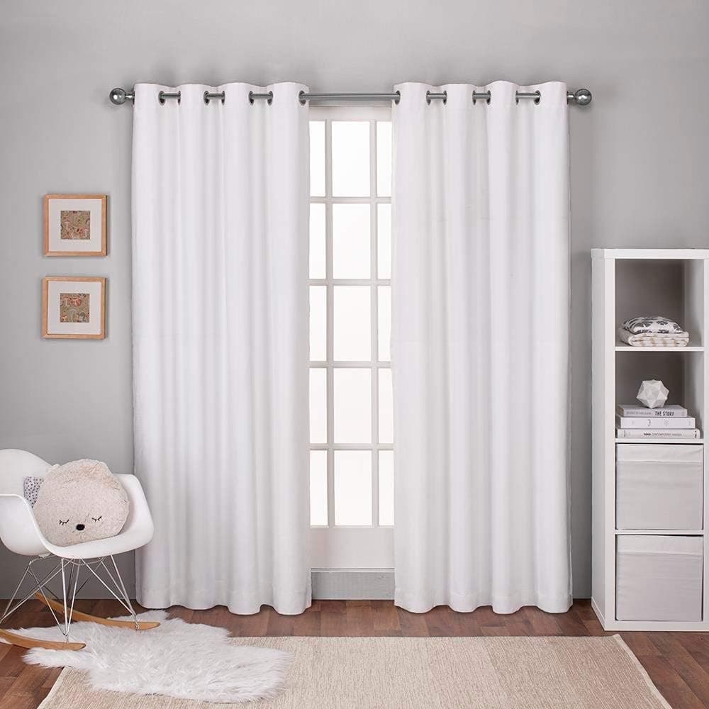 Exclusive Home Textured Linen Room Darkening Blackout Grommet Top Curtain Panel Pair, 54"x96", Winter White