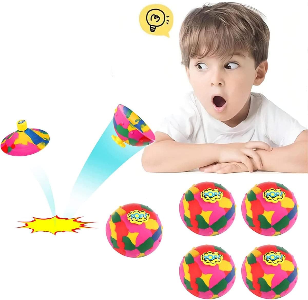 5-Pack Bounce Bowls Fidget Toys, Jumping Bounce Fidget Toy, Bounce Ball Toys Jumping Gyro Bowls, Rubber Spinning Bounce Bowls, Novel Outdoor Sports Kids Stress Relief Toys