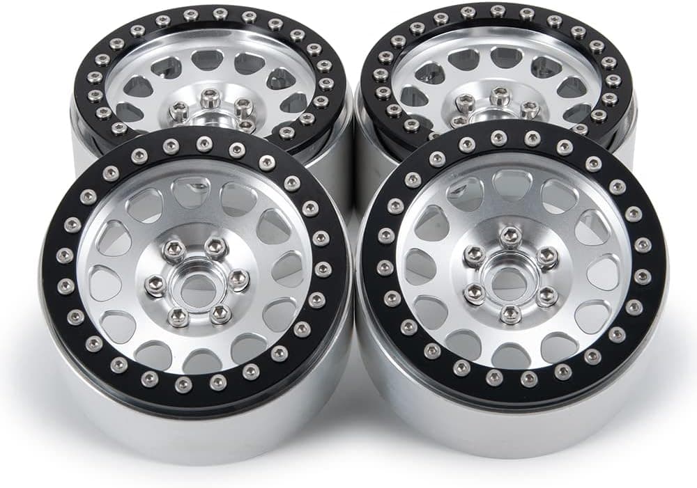 RCLIONS 4PCS Aluminum Alloy 2.2" Beadlock Wheels Rims 35mm for 1/10 RC Rock Crawler Car Axial Wraith 90018