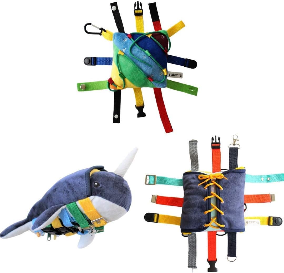 SENSORY4U Sensory Buckle Pillow Fine Motor Development Toy Activity (Pack of 3) Try All of Our Learning Skills Pillows