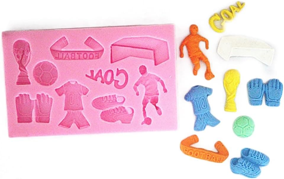 PIAGO 1 Pcs 9 Cavity Food Use Grade Sugarcraft Theme World Cup Soccer Football Match Candy Cupcake Topper Silicone Mold, Sugarcraft Cake Decoration Food Grade Icing lace Mould
