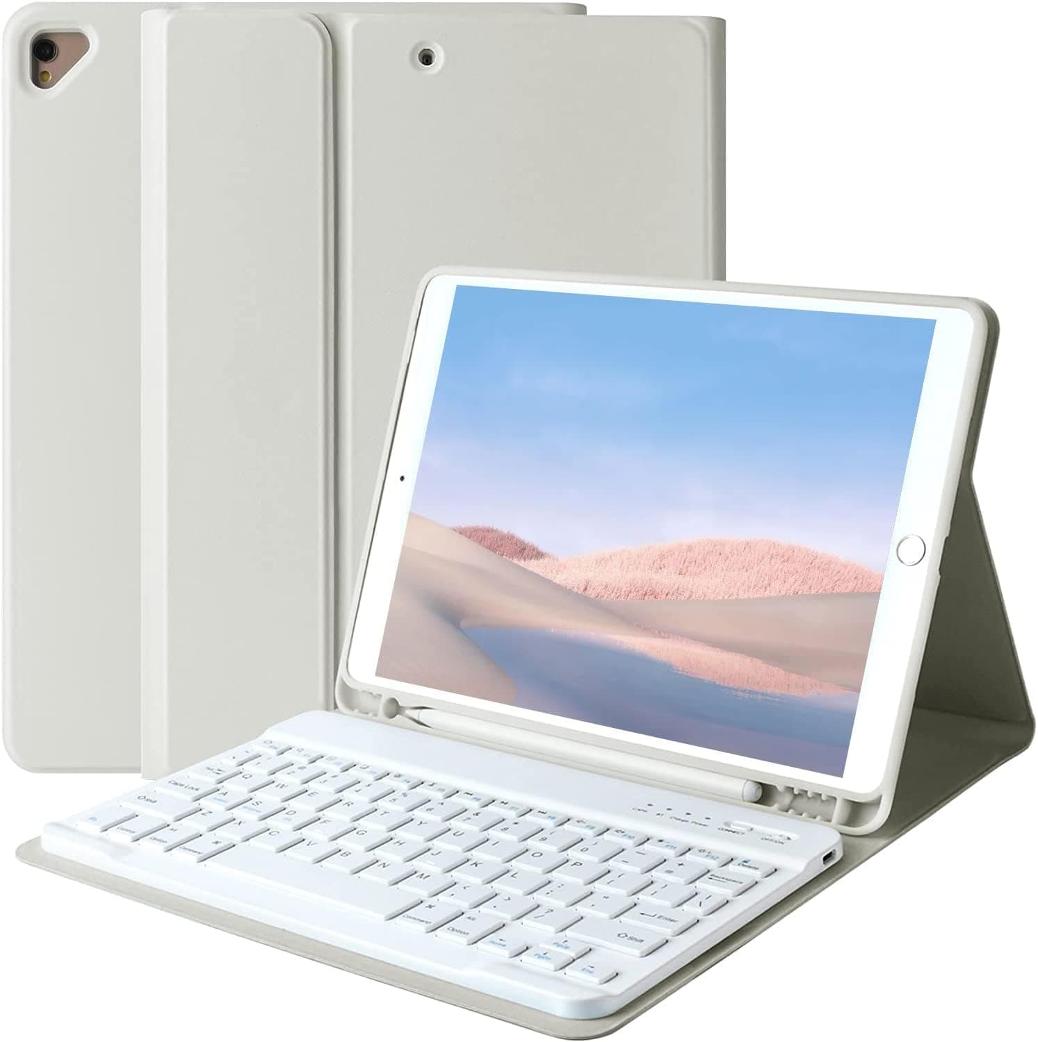 Keyboard Case for iPad 9th Generation 2021/8th Gen/7th Gen 10.2 Inch, Detachable Wireless with Pencil Holder Keyboard Cover for New iPad 9th Gen/8th Gen/7th Gen 10.2"/iPad Air 3/iPad Pro 10.5" (Gray)