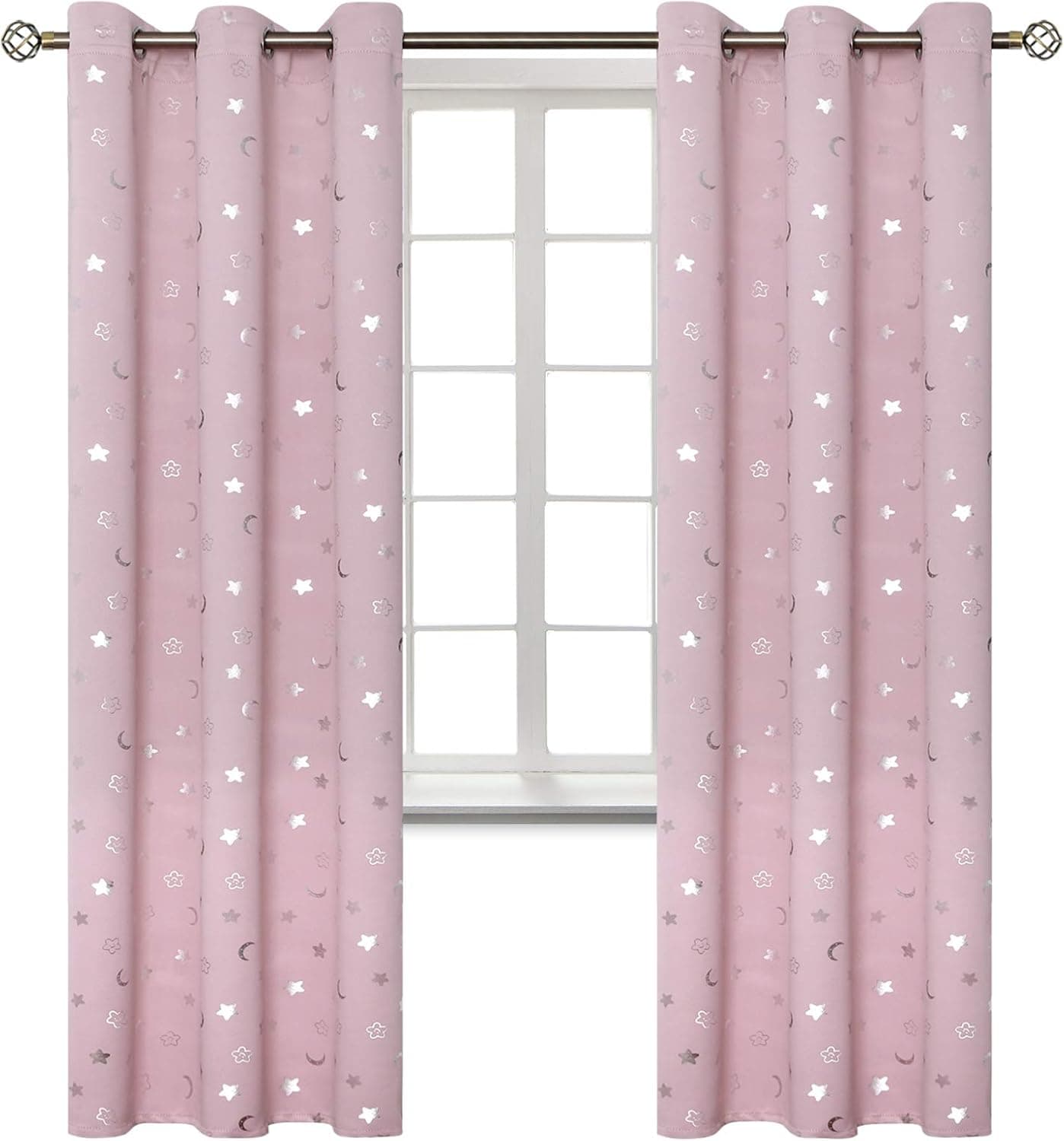 BGment Light Pink Blackout Curtains for Girls Bedroom, Grommet Thermal Insulated Room Darkening Printed Kids Curtains, 2 Panels of 42 x 84 Inch, Light Pink
