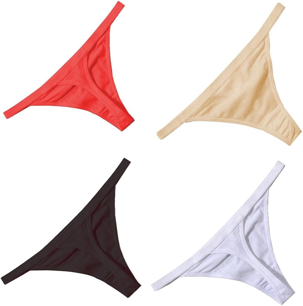 Cotton Whisper Women's Cotton G-String Thongs 4 Pack Multi-Colors