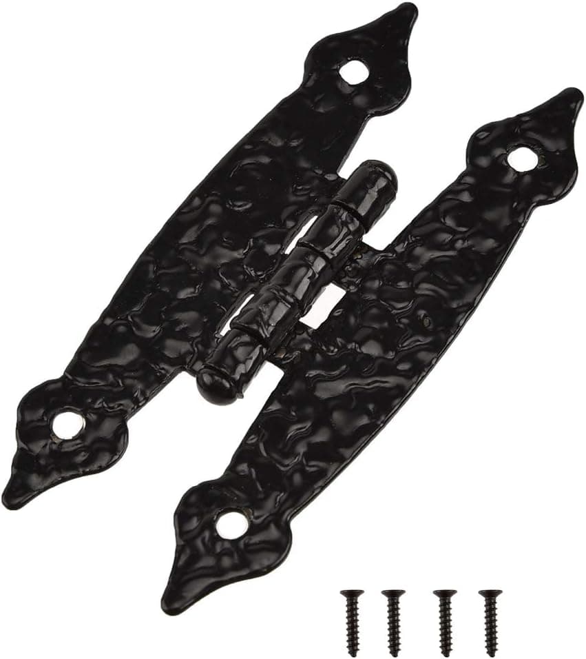 TamBee Black Antique Iron H Cabinet Hinge Hammercraft Flush Door Hinge 3-7/16 by 1-9/16 inch 5 Pair/10pc