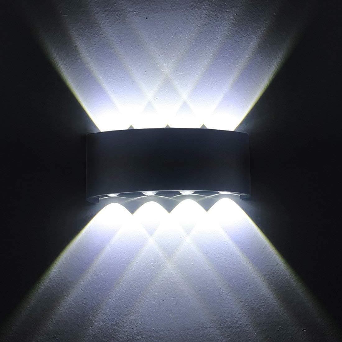 Smithink Indoor Wall Lights for Living Room, Matte Black Bedroom Indoor Wall Sconce, 8W Waterproof Up Down Bedroom Wall Lamps, Outdoor Exterior Light Fixtures for Hallway, Pathway, Staircase, Corridor