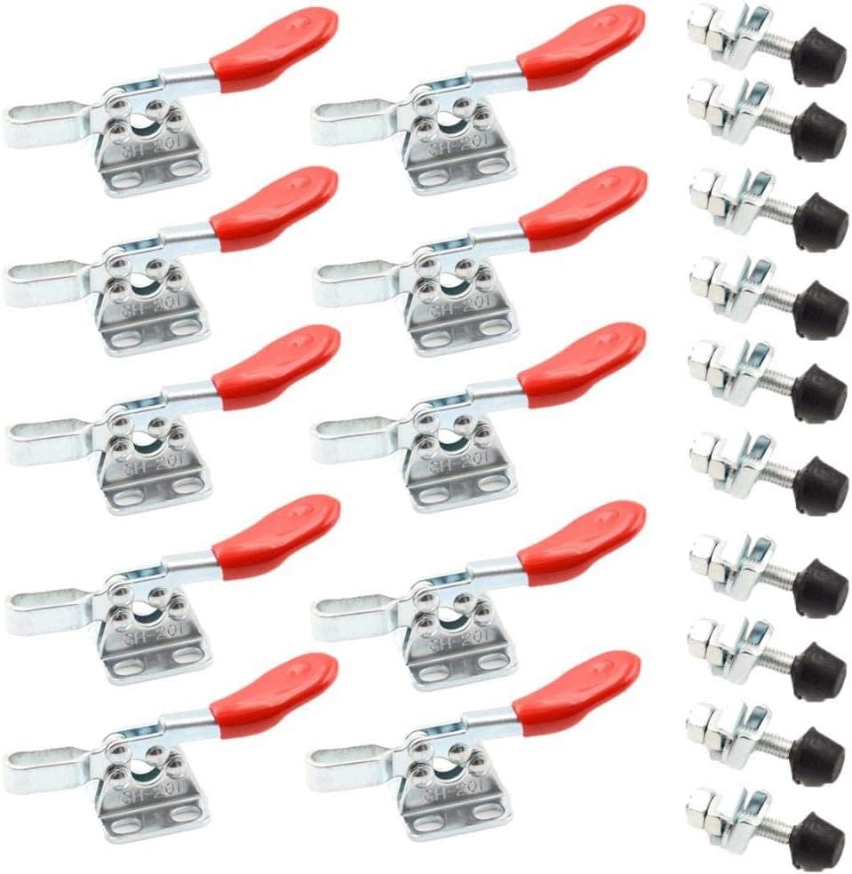 OBANGONG 10 Pcs Toggle Clamp Hand Tool 198Lbs Holding Capacity Antislip Horizontal Quick Release Heavy Duty Toggle Clamp Tool