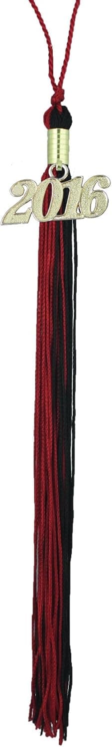 Red & Black Graduation Tassel with Gold 2016 Year Charm