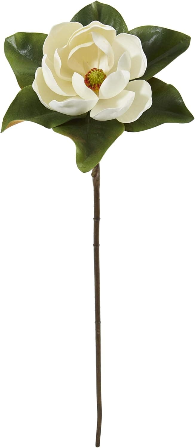 Nearly Natural 34in. Magnolia Artificial (Set of 3) Silk Flowers, 34 in, White
