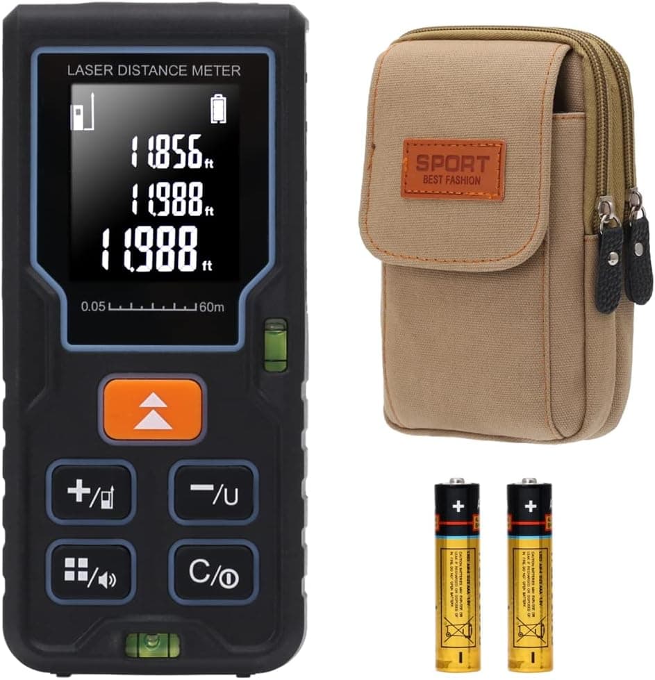 Laser Measurement Tool 196ft/60m Laser Tape Measure Laser Distance Measure Laser Measuring Tape Laser Distance Meter Laser Measuring Device Range Finder Digital Tape Measure with Laser