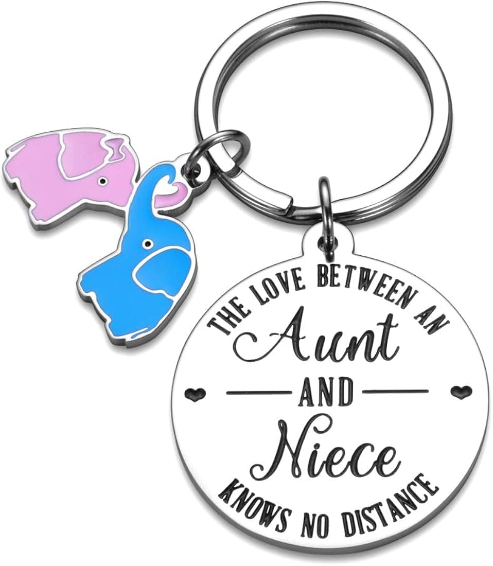Aunt Niece Christmas Gifts Keychain Birthday Valentine Thank You Gifts for Auntie Niece Women Thanksgiving Pendant the Love Between an Aunt and Niece Knows No Distance Wedding Jewelry for Her