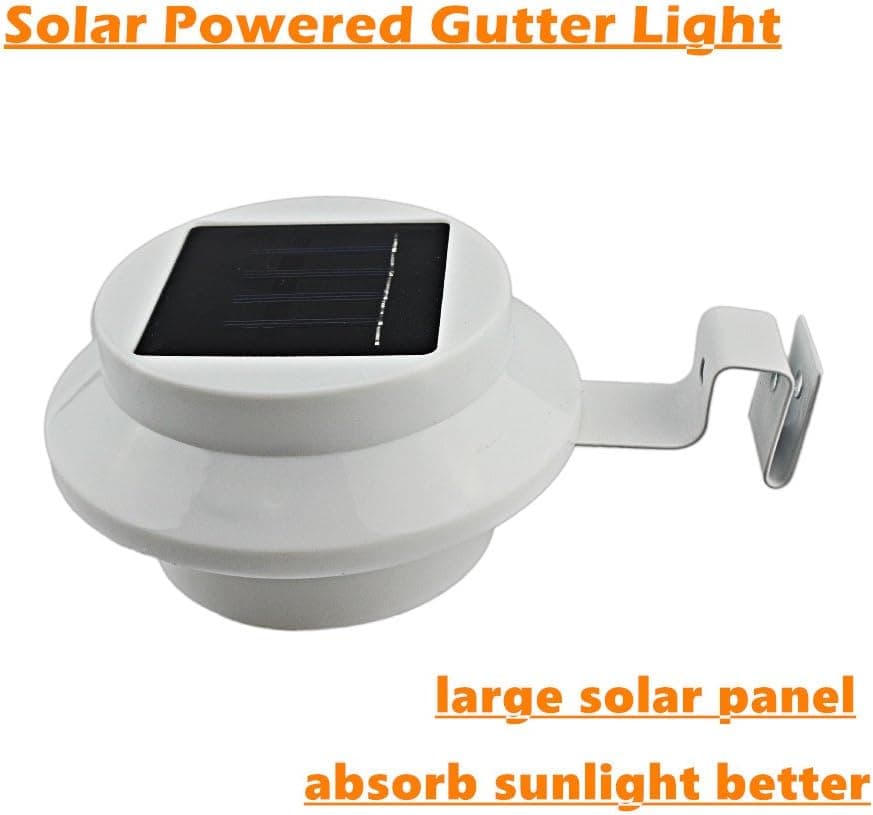 Outdoor Gutter Lights Solar Powered 3LED Waterproof Fence Lighting for Garden Lawn Walkway Yard Pond Sink