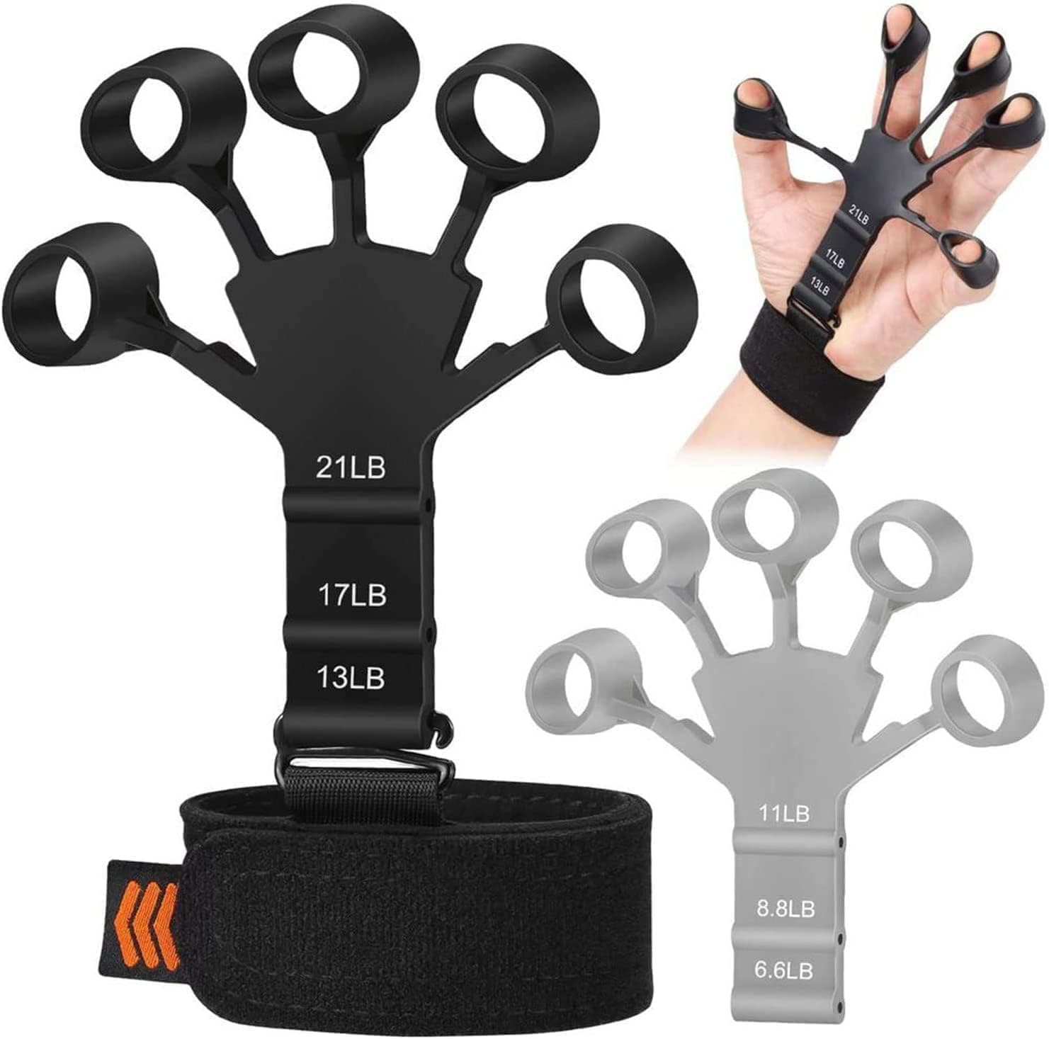 VELLHTV VELLLHTV Finger Strengthener 2 PCS,Grip Strength Trainer,Finger Exerciser with 6 Resistant Level,Hand for Training Extension Gripper Band Wrist