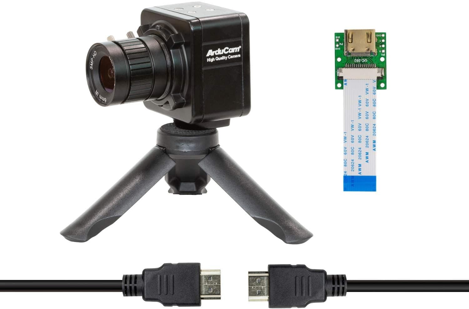 Arducam IMX477 Camera Bundle Compatible with Nvidia Jetson Nano/Xavier NX, and Orin NX/AGX Orin, 12.3MP HQ Camera Module with 6mm CS-Mount Lens, Metal Enclosure, Tripod and HDMI Extension Adapter