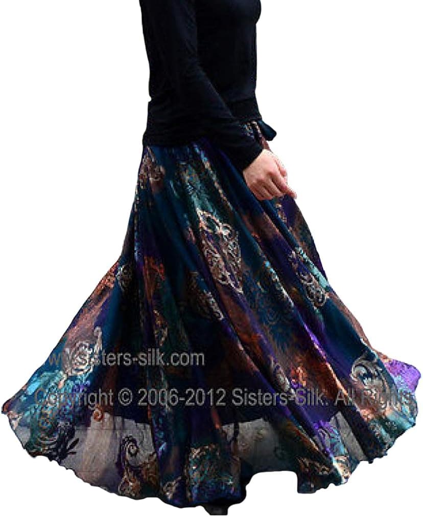 HKJIEVSHOP WOMENS Full Silk Long Maxi Skirt Elastic Waist S M L XL 2XL 3XL