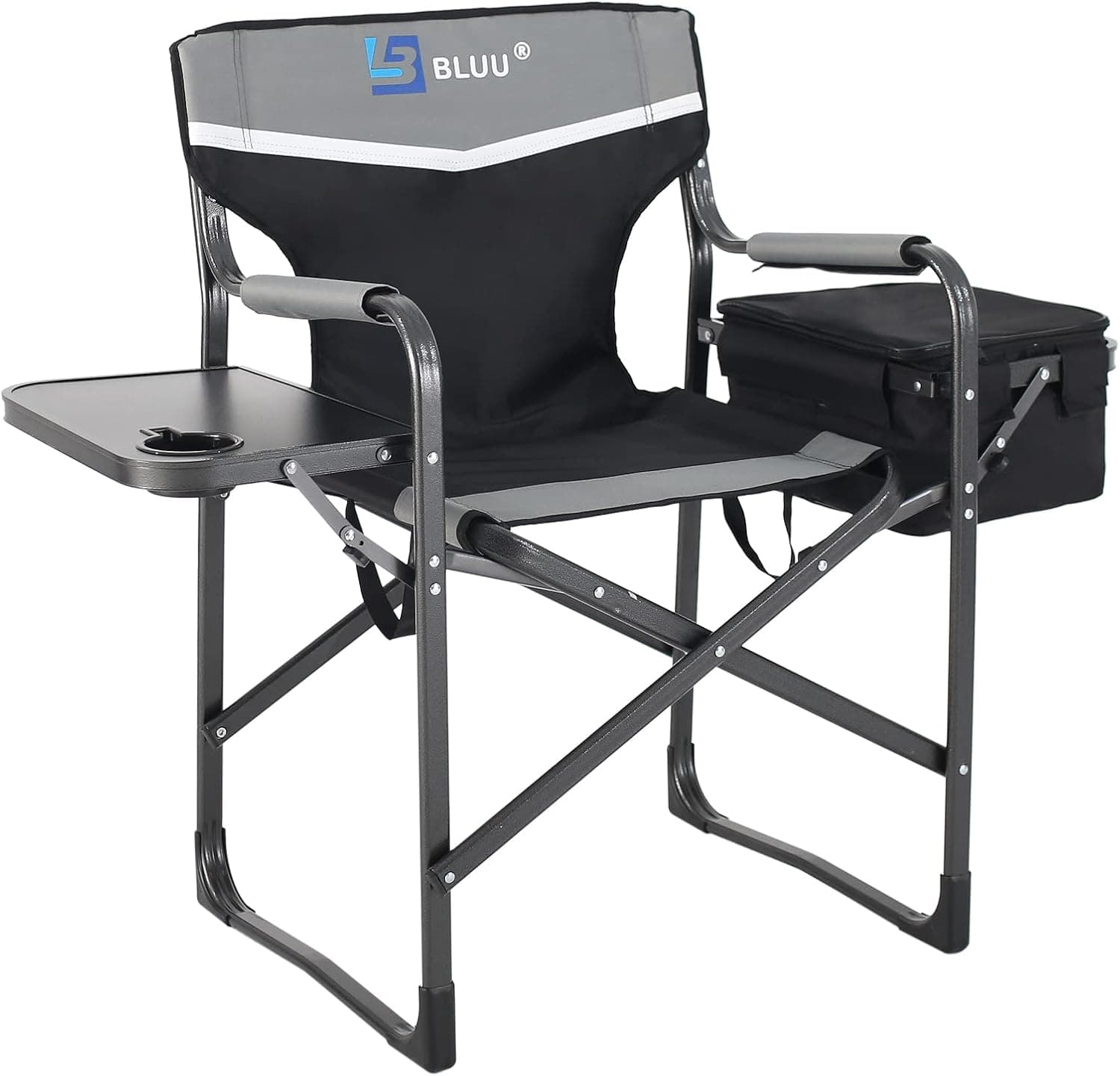 BLUU Aluminum Folding Camping Chairs, Heavy Duty Camp Director Chair for Adults, Lightweight Chair with Side Table and Cooler Bag, Support 400 Lbs for Outdoor, Camp, Patio, Lawn, Garden, Beach, Trip