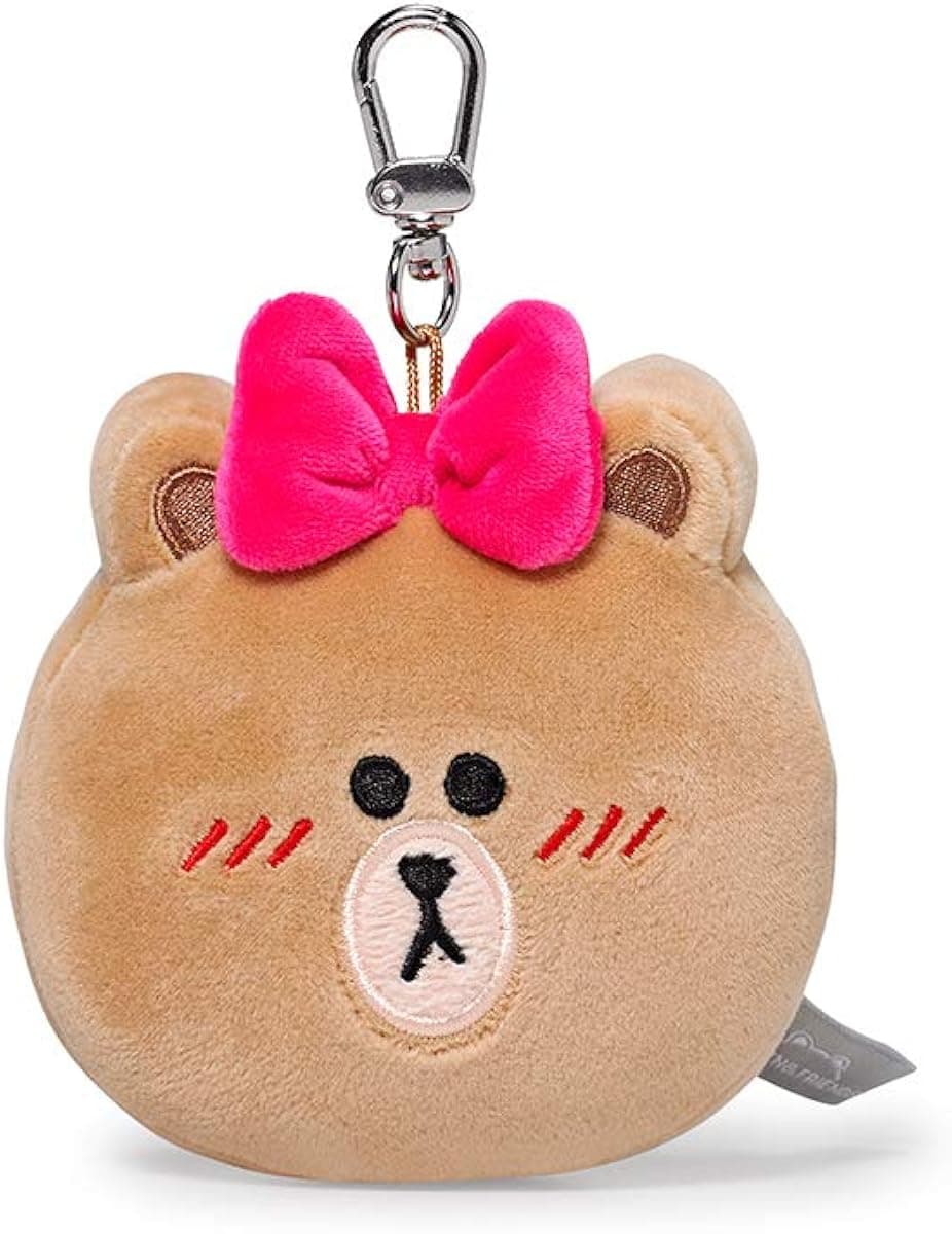 LINE FRIENDS Plush Keychain - Blush CHOCO Character Soft Cute Stuffed Keyring, 4 inches, Light Brown