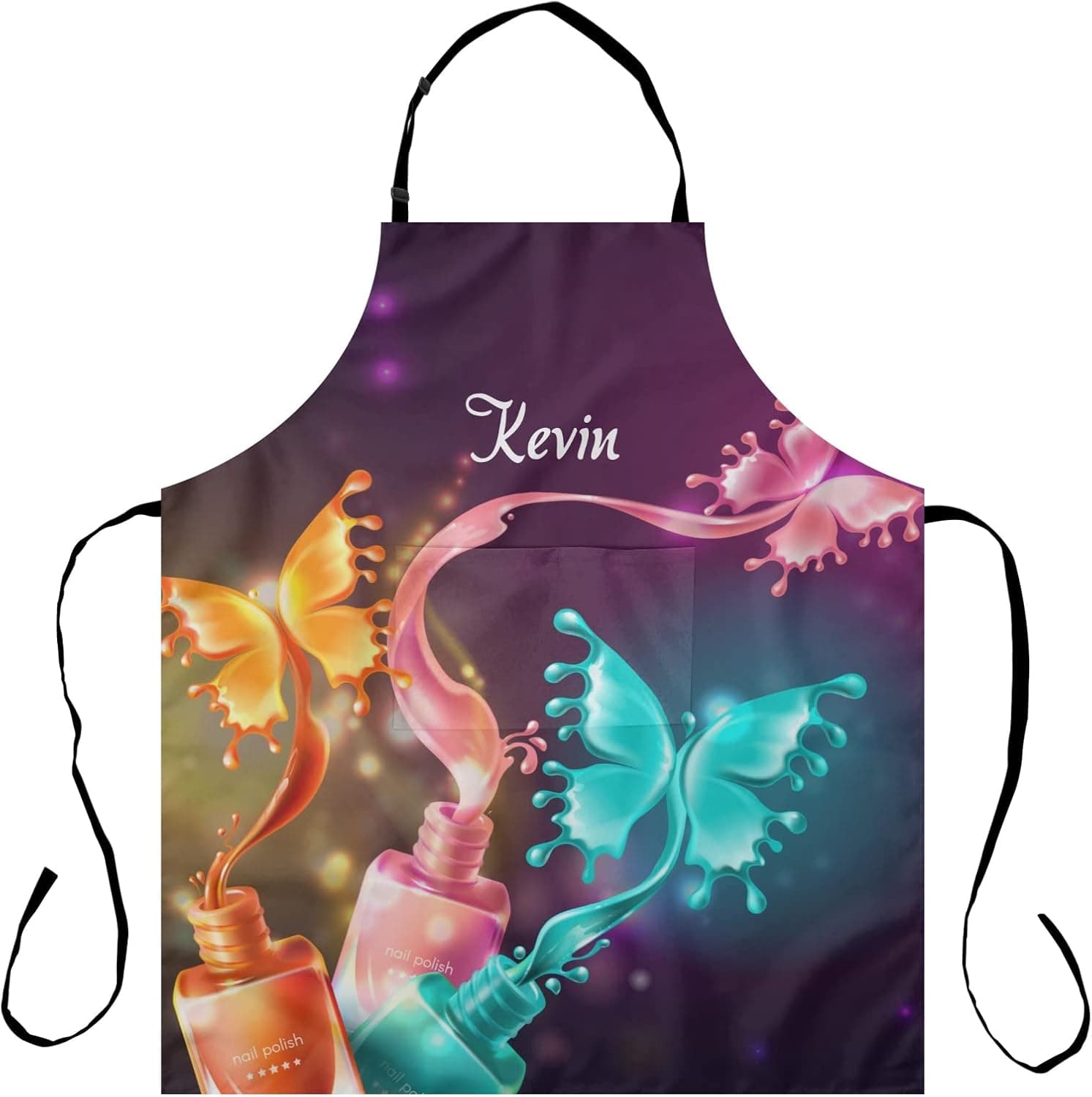 MakeUnique Cosmetic Butterflies Nail Polish Personalized Aprons for Women Men Kitchen Cooking 27.56x31.5 inch