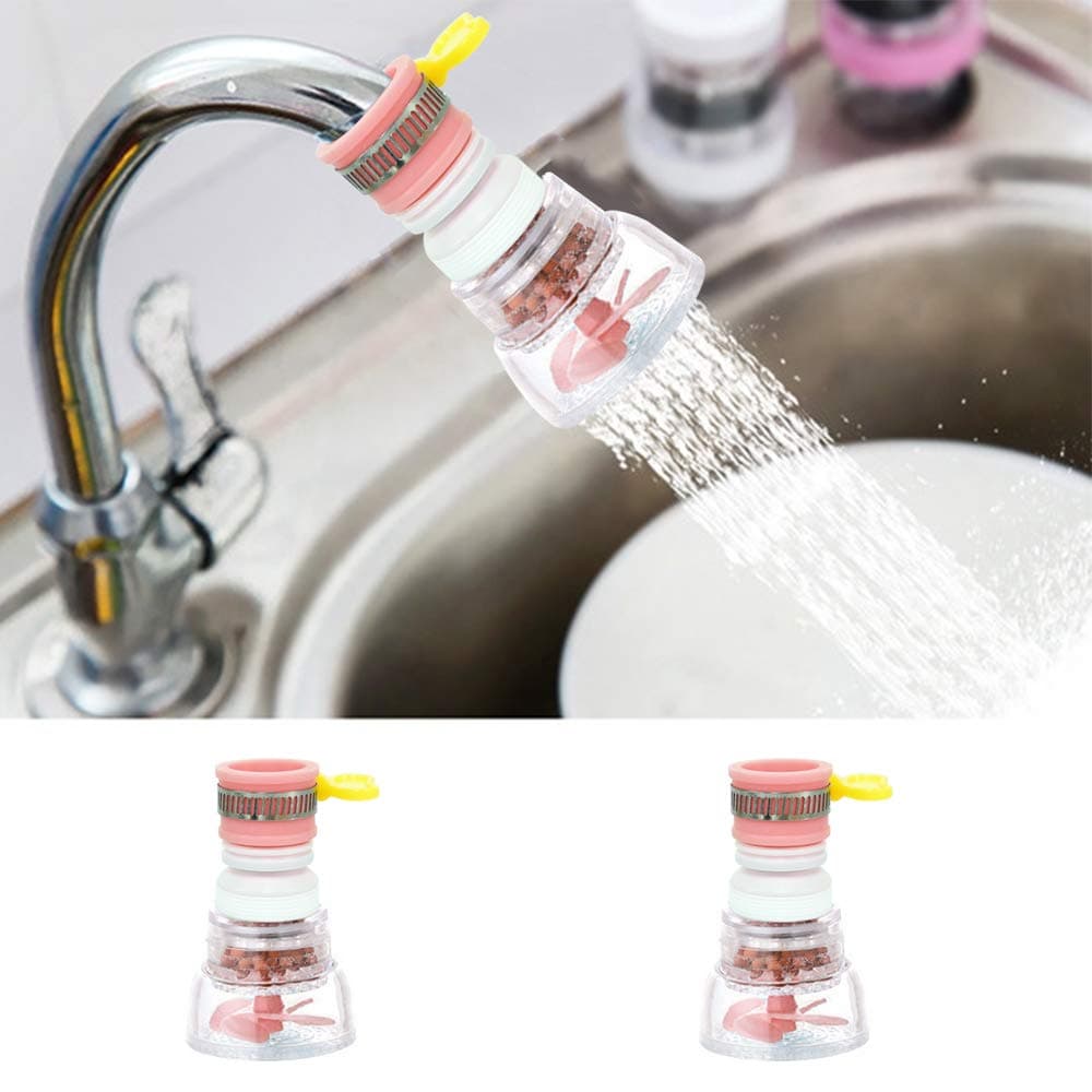 2 Pack Faucet Water Filters, Water Purifier Faucet Kitchen Household Anti Splash Tap Water Filter Cartridge Fits Standard Faucets(pink)