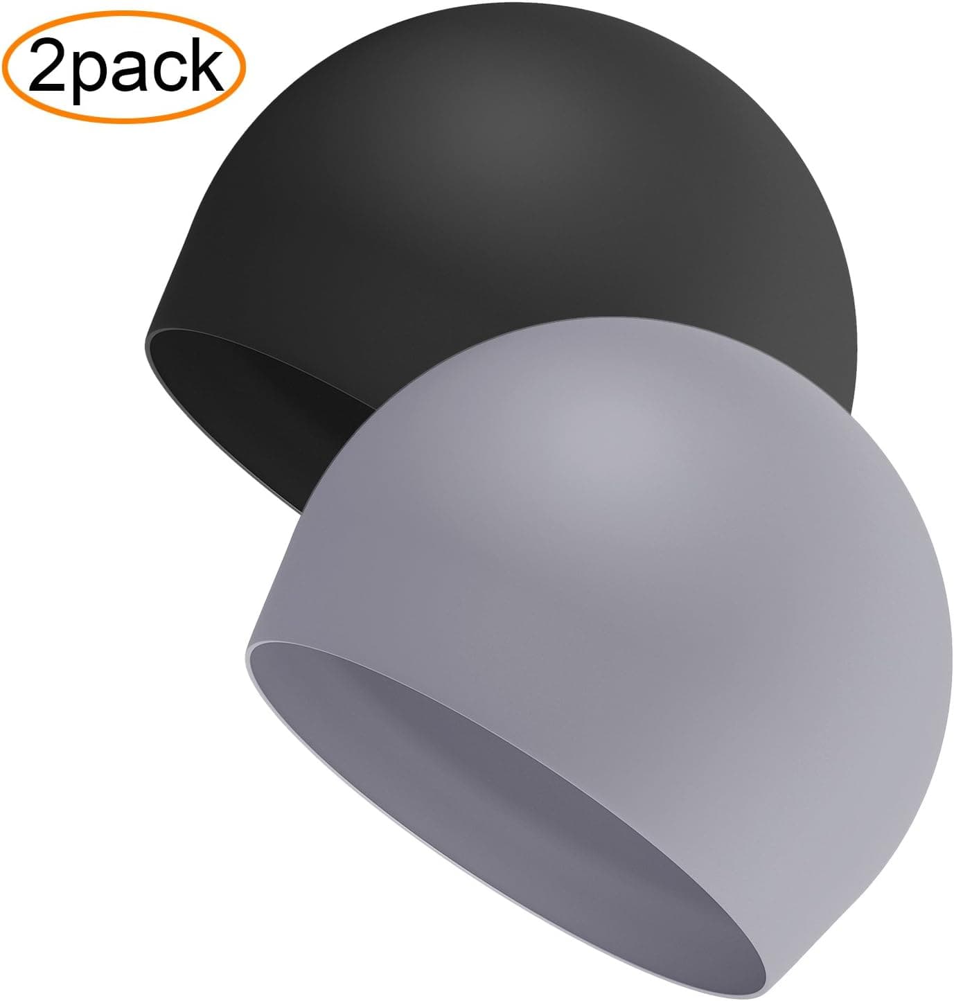 Fullsexy 2 Pack Waterproof Swim Cap, Adult Silicone Solid Swimming Hat for Women and Men