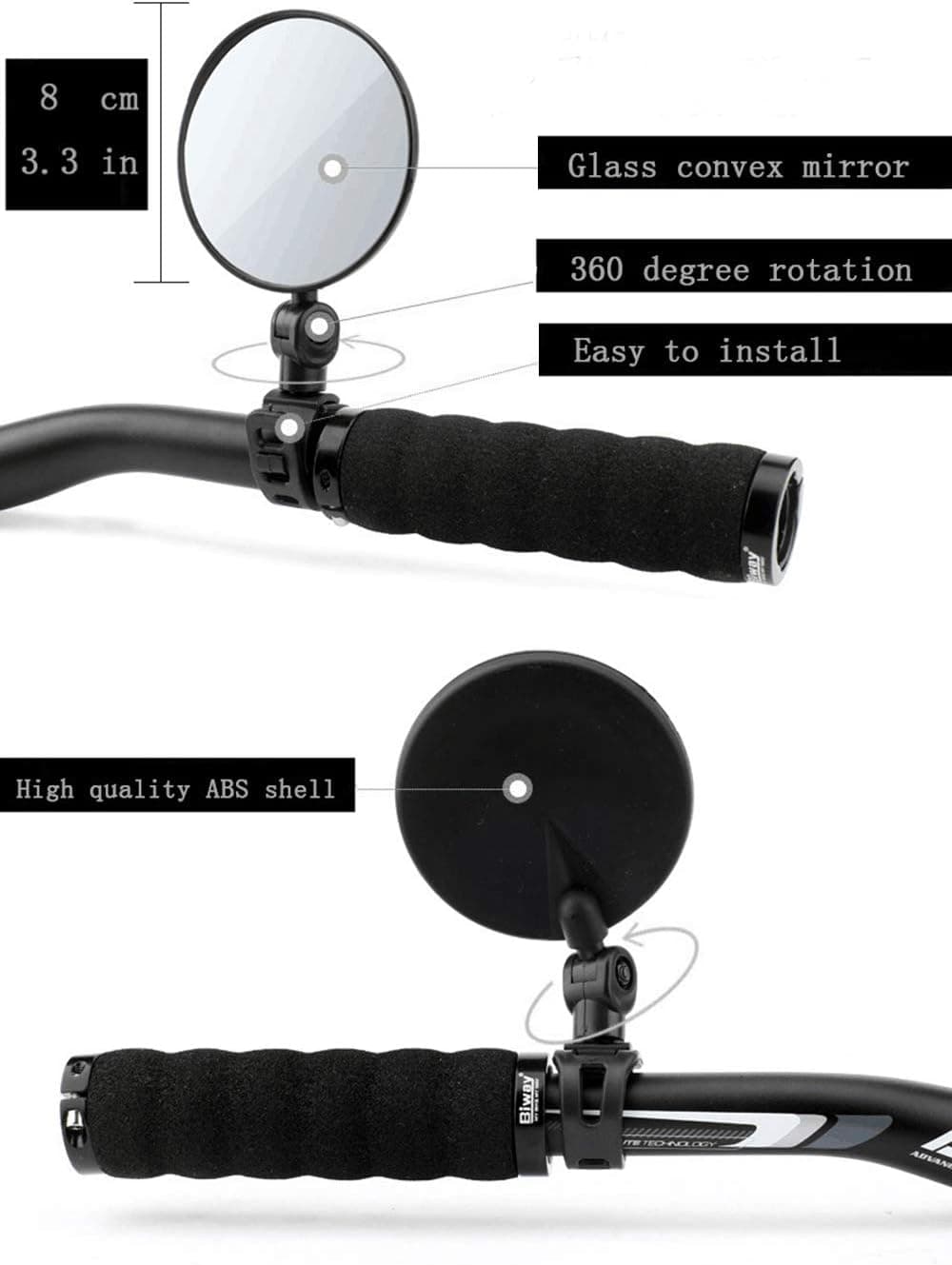 ZSFLZS 1 Pair Bike Mirrors, Adjustable Bicycle Cycling Rear View Mirror for Handlebar
