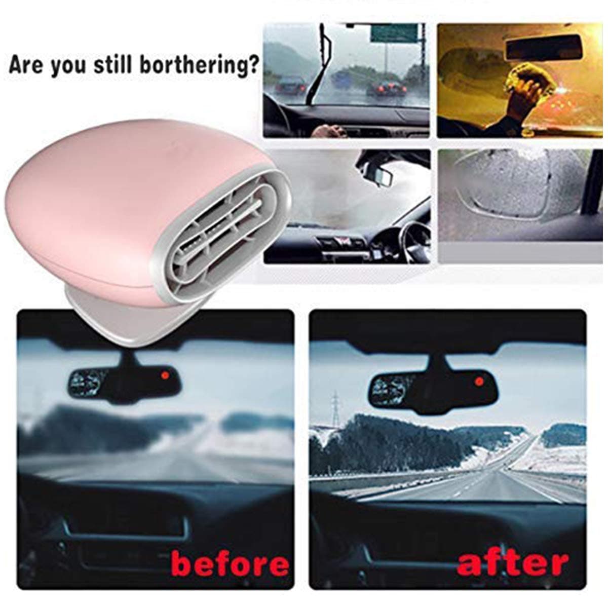 SONYANG Upgrade Car Heater 12V Fast Heating with Heating & Cooling Function Defroster Defogger Demister Heater Fan for Vehicle Windshield (Pink)