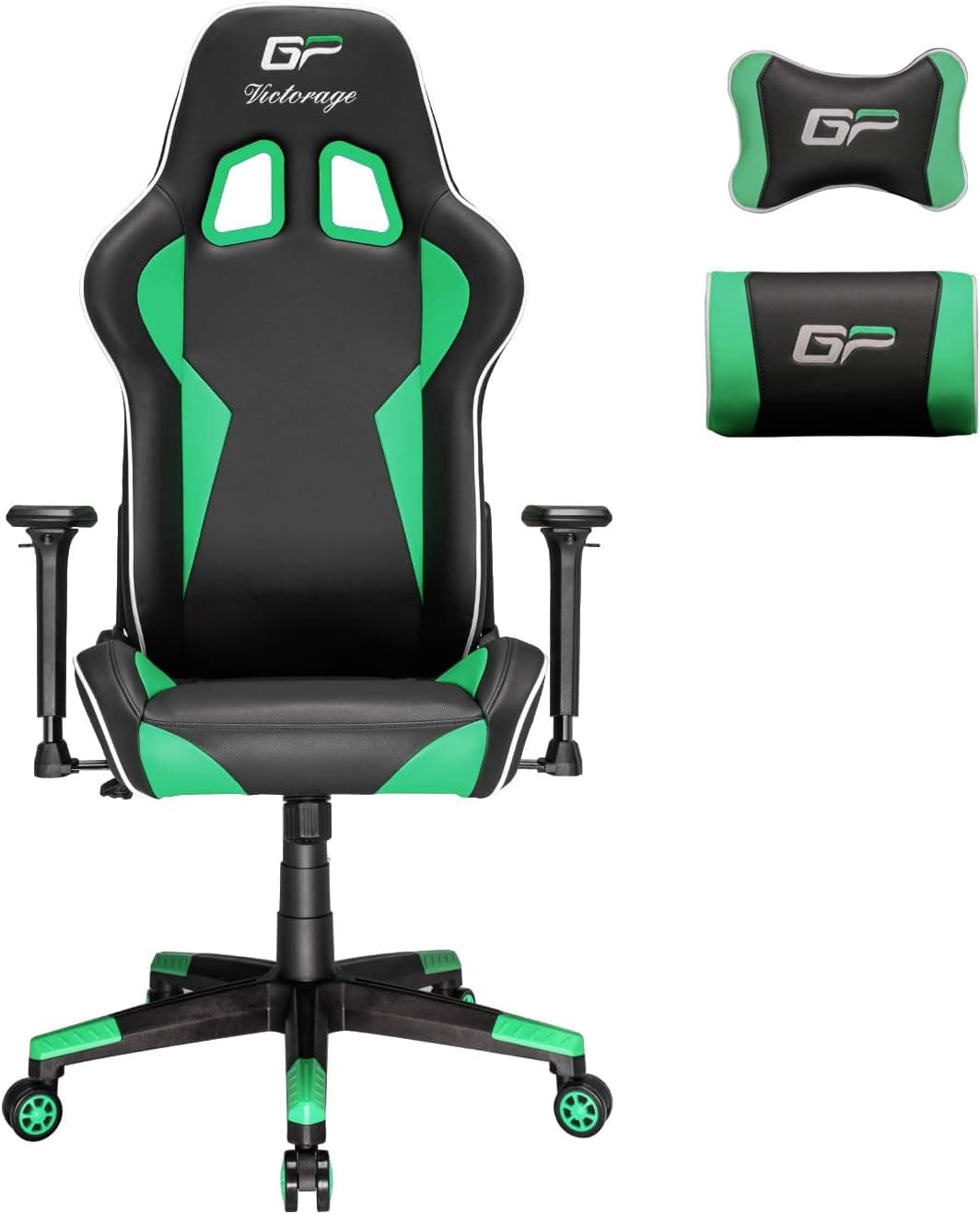 VICTORAGE Computer Gaming Chair Ergonomic Office Chair Reclining Racing Chair with Lumbar Support Adjustable Stool Swivel Rolling Computer Chair(Green)