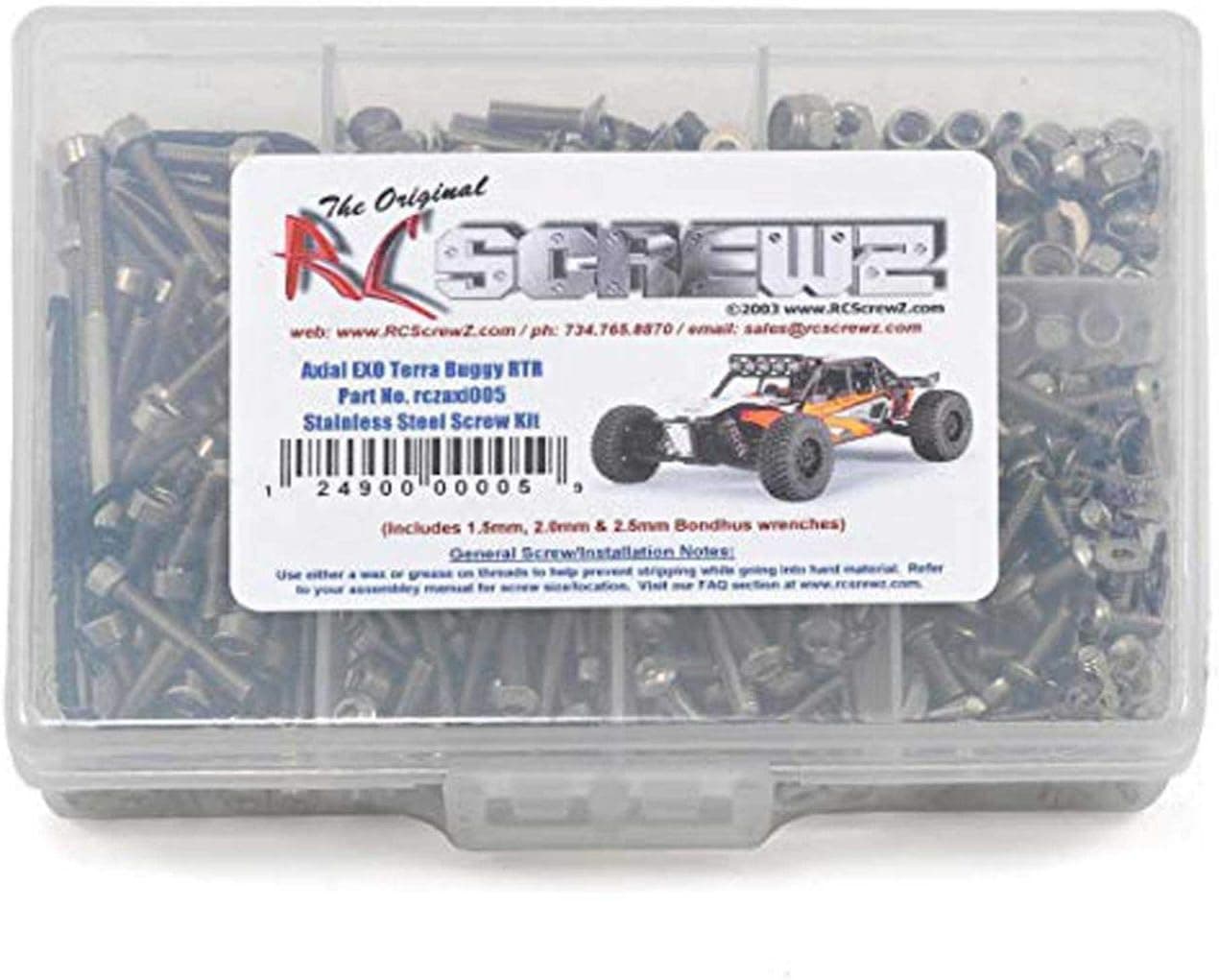 RC Screwz Stainless Steel Screw Kit: Axial EXO Buggy, RCZAXI005