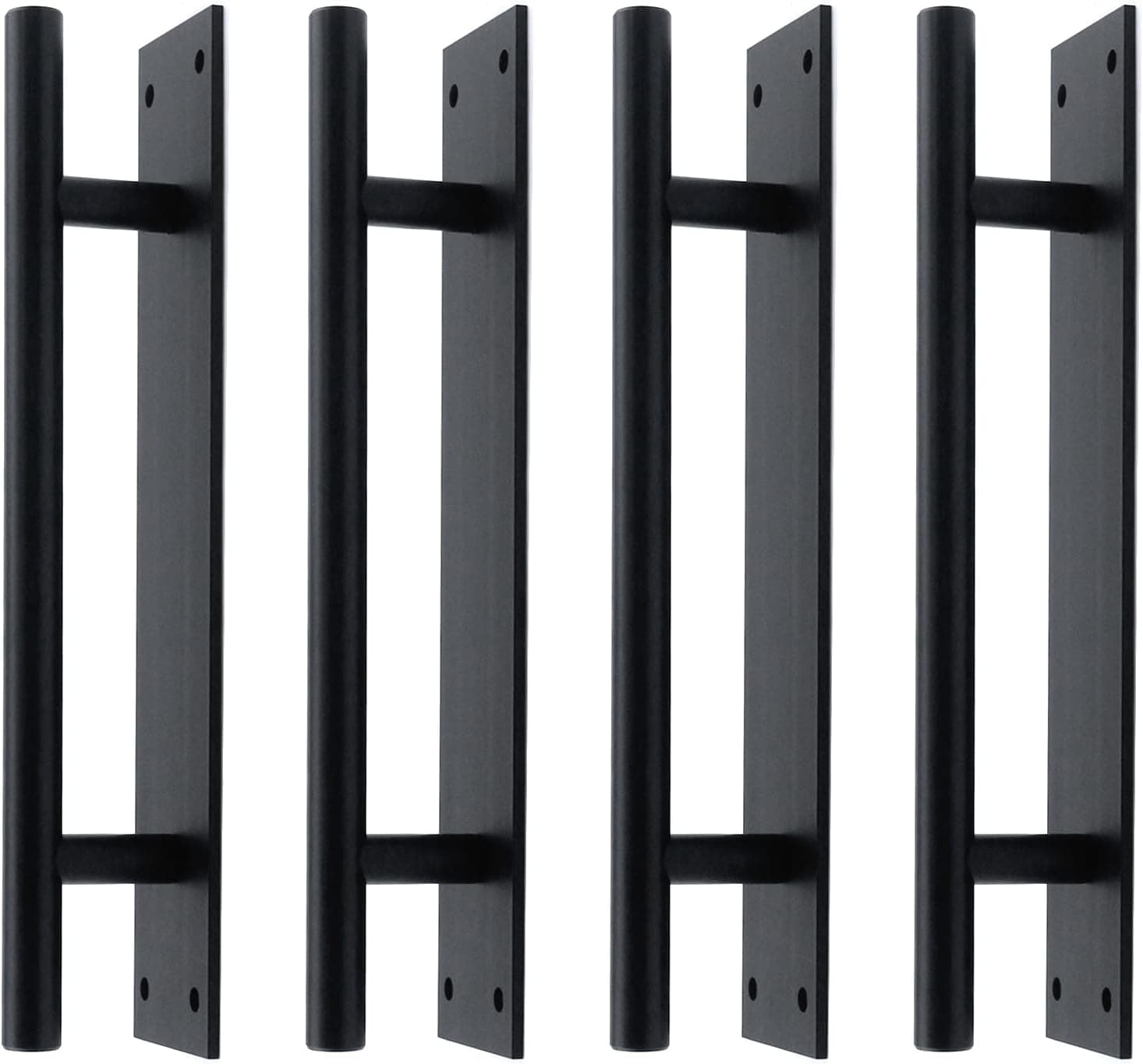 Curqia Black Pull Push Door Plate Handle with Screws for Swinging Doors 4pcs