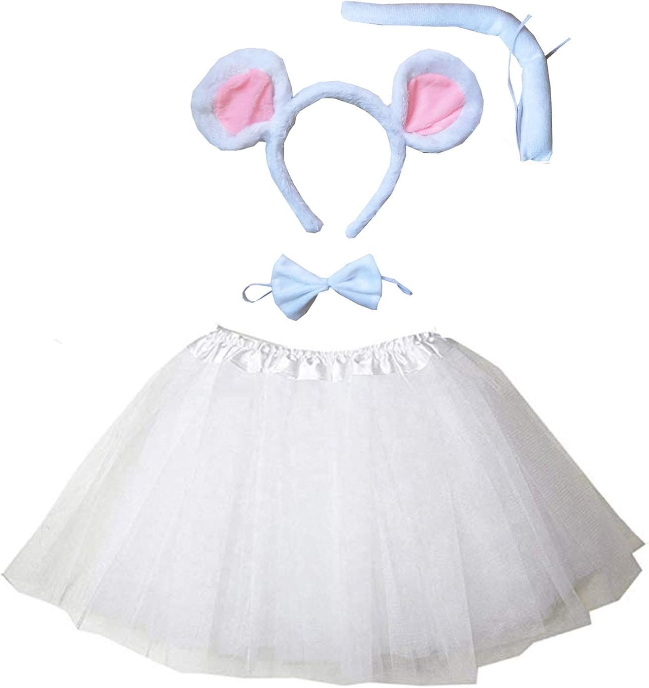 Kirei Sui Kids Adult Women Lady Gray White Mouse Ears Headband & Tutu Costume
