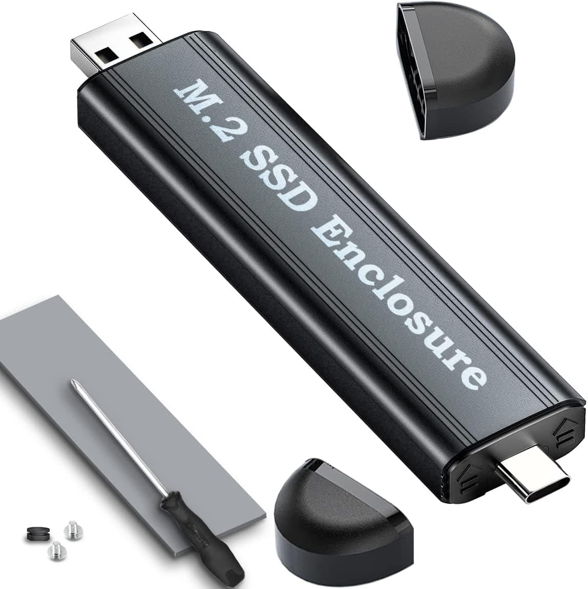 (No Cable) M.2 NVME SATA SSD Enclosure Both Sata and Nvme to USB SSD Case with USB C 3.1 Gen 2 USB3.0 to M.2 M-Key B+M Key ssd External Enclosure (Black)