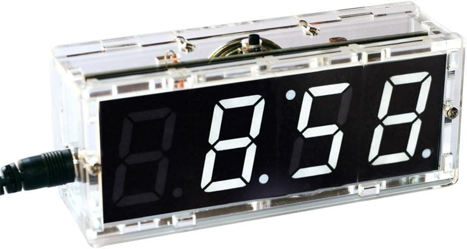 Gearwoo 4-Digital DIY Clock Kits, LED Talking Clock Without Speaker, PCB for Soldering Practice Learning Electronics +Transparent/Injection Molding Case+ English Instructions