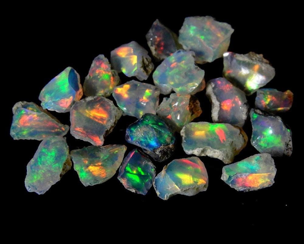 emartwala 25Cts 100% AA+ Natural Ethiopian Welo Opal Rough Stone Lot, Raw Crystal, October Birthstone, Jewelry Making Gemstone, Ultra Fire Striking Opal, Opal Rock, Handpicked Stone
