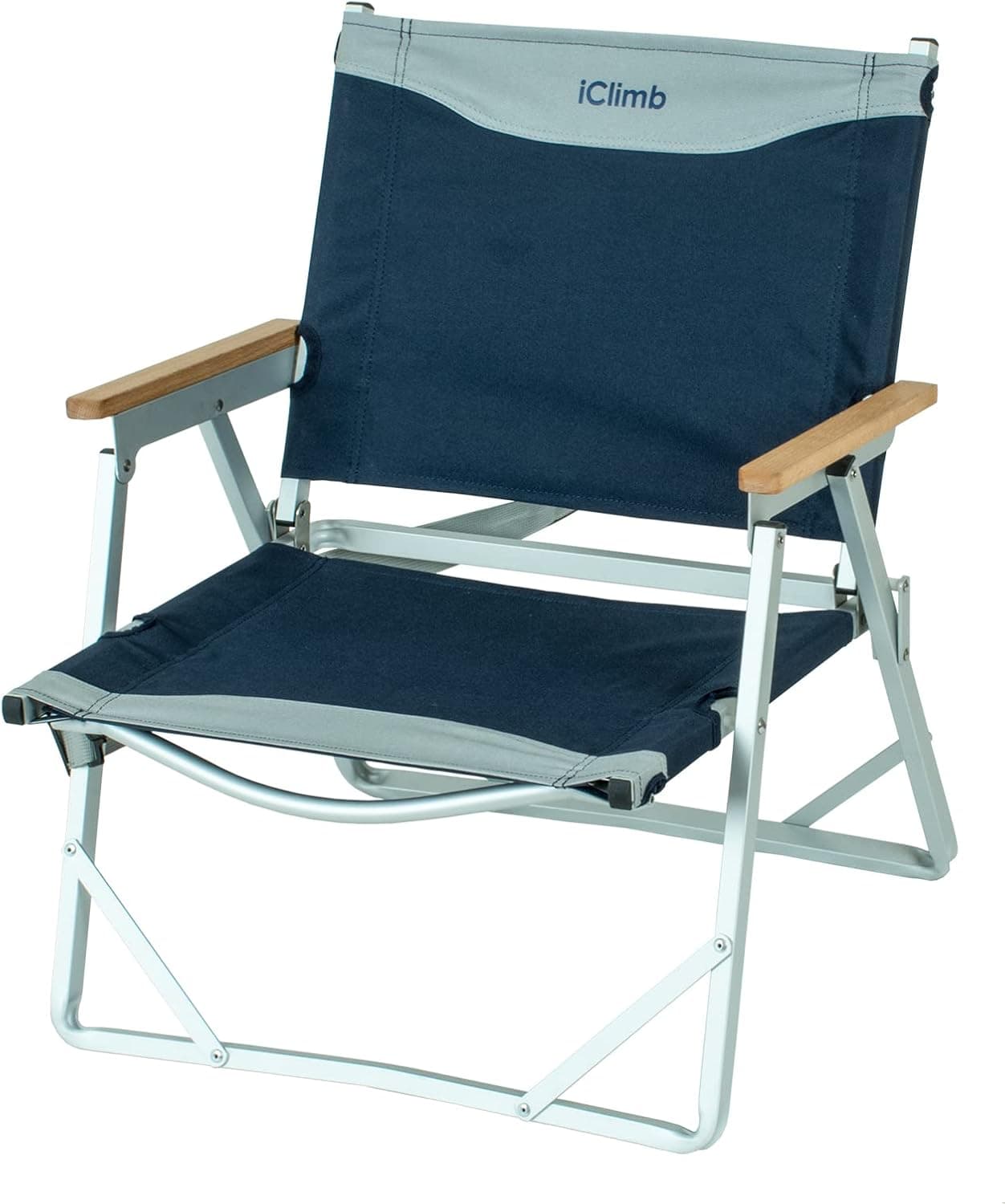 iClimb Ultralight Low Beach Concert Camping Folding Chair with Handle and Shoulder Strap (Navy)