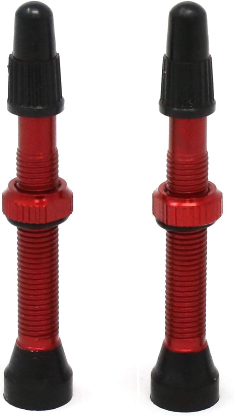 RSN 2X Bike Tubeless Presta Valves Stem Aluminum Hi Flo 44mm Universal Red/Black