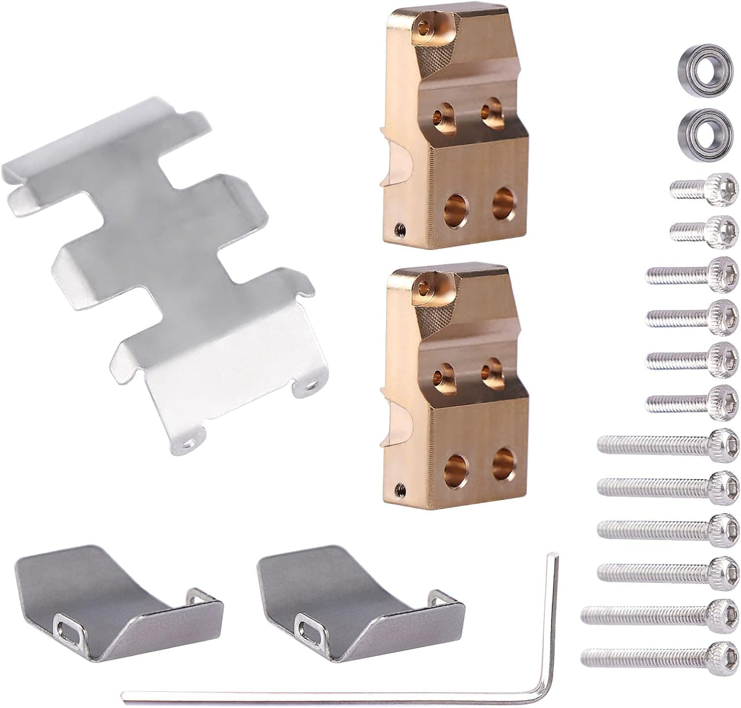 AIMROCK 2-Pack 12.8g Brass Diff Cover and Stainless Housing Protector Upgrades for 1/24 SCX24 Deadbolt/JLU/C10/B-17 Betty RC Crawler