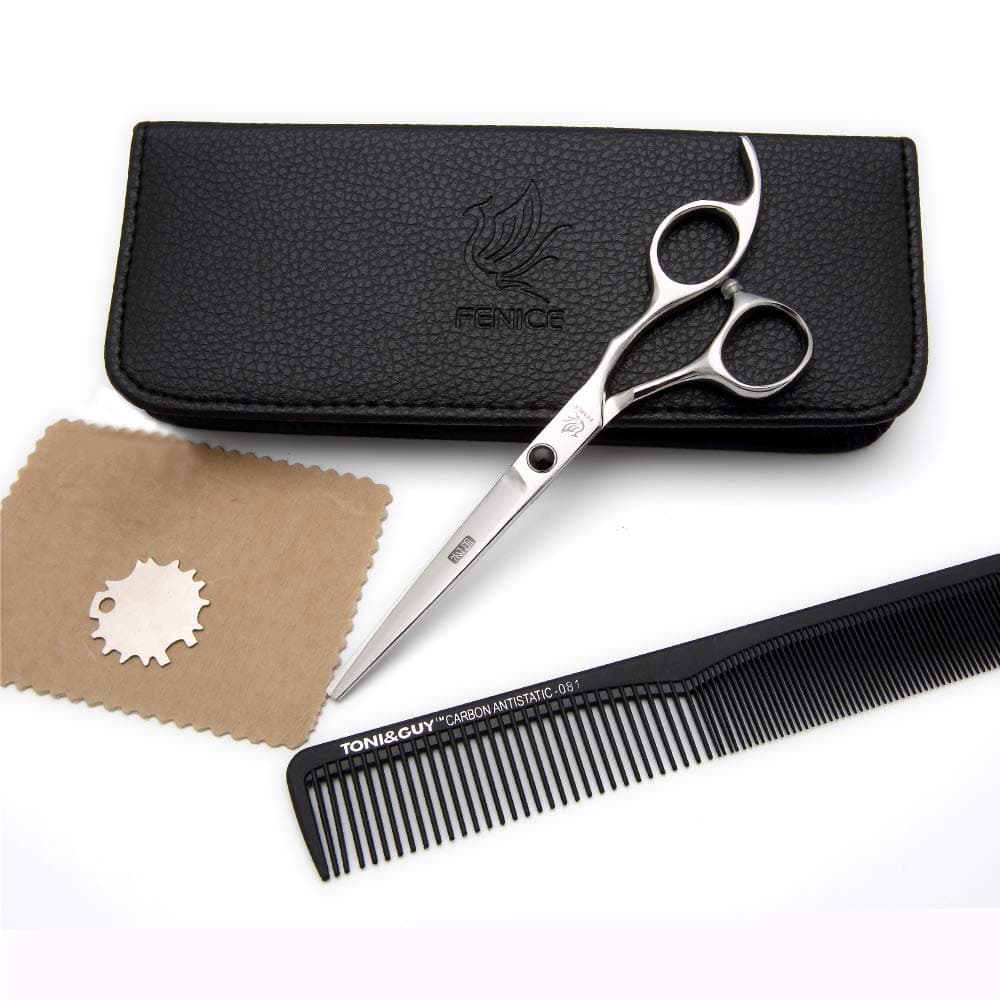Fenice Haircutting Thinning Scissors Set, Professional 6 inch Teeth Shear Haircut Kit with Hair Cutting Comb for Family, Salon Use