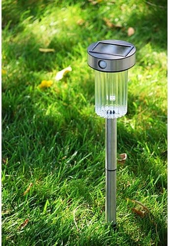 GTMax Solar Powered Motion Sensor Stainless Steel Pole Garden Light