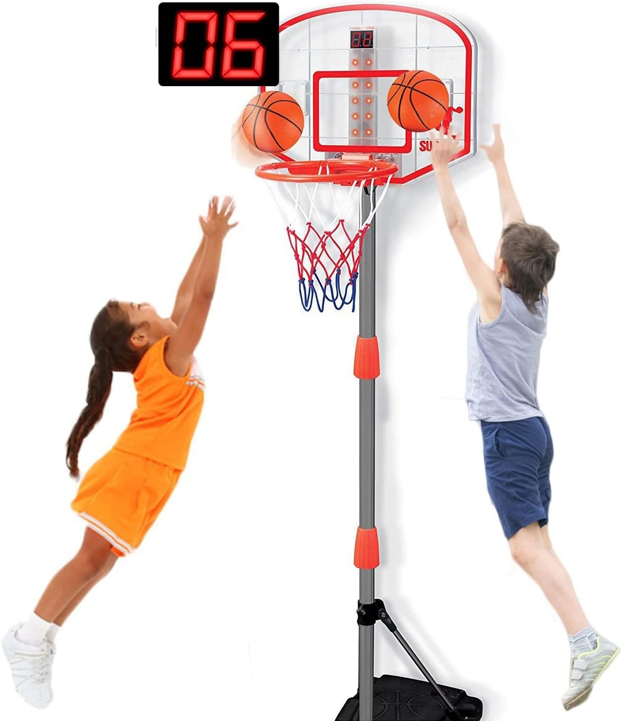Kids Basketball Hoop Arcade Game with Electronic Scoreboard, Adjustable Height Stand, LED Automatic Score with Sounds for Indoor Outdoor Toys
