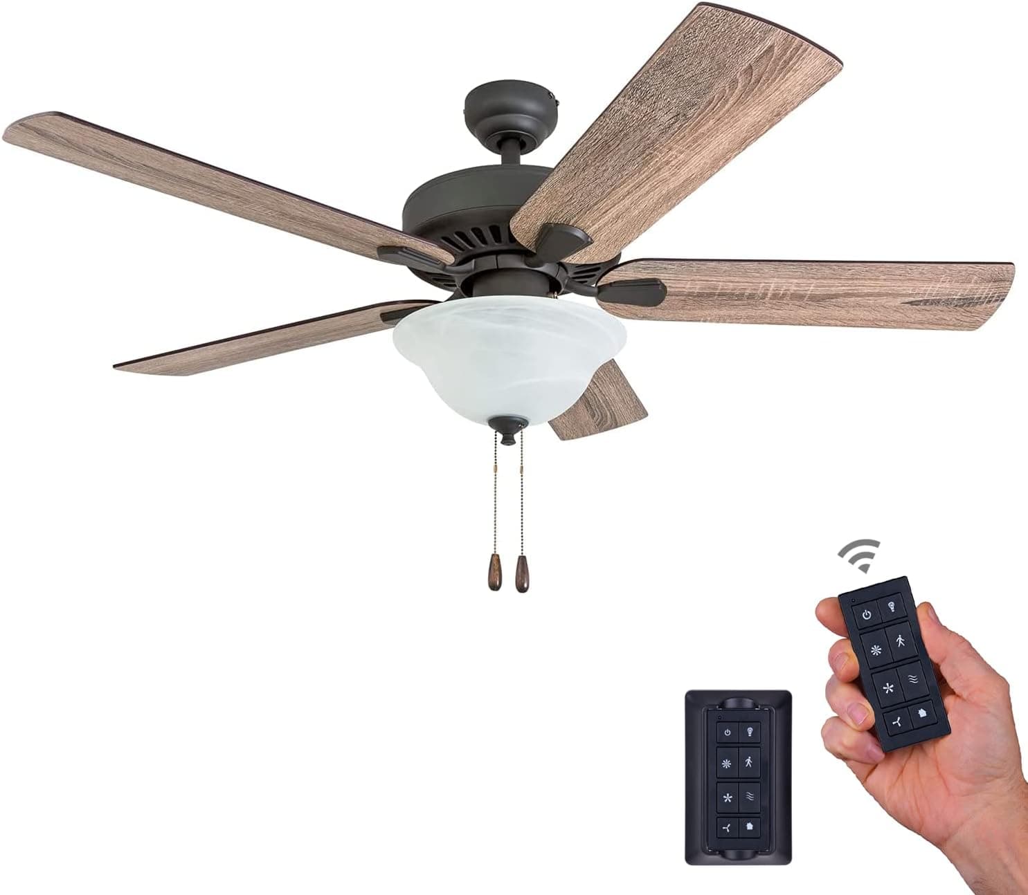 Prominence Home 50761-01 Canyon City Farmhouse Ceiling Fan (3 Speed Remote), 52", Barnwood/Tumbleweed, Aged Bronze
