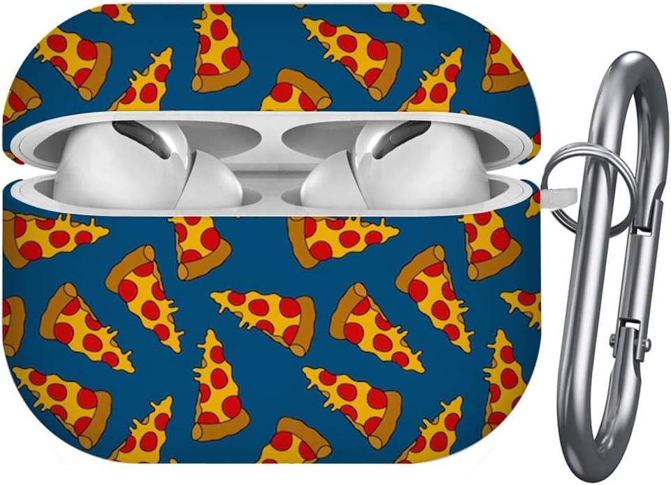 Art-Strap Protective Case, Compatible with AirPods Pro - Shockproof Soft TPU Gel Case Cover with Keychain Carabiner Replacement for Apple AirPods Pro (Pizza Doodle)