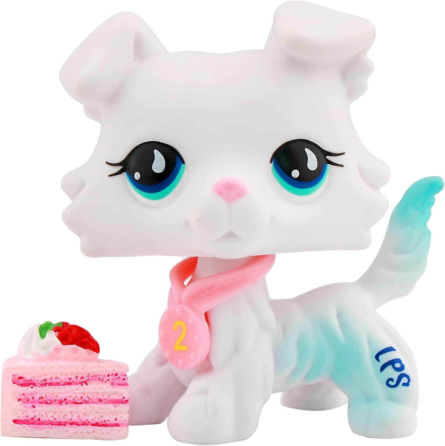 lps Collie Dog, Custom Judylovelps 032 Collie, White and Blue Drip Eyes Collie with lps Accessories Collar Cake Kids Gift