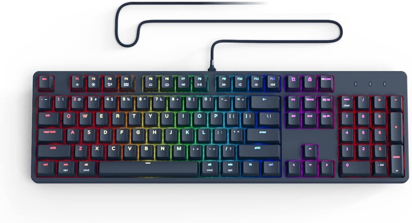 PWNAGE Ultra Custom Gaming Keyboard - Full Size RGB - USB C Mechanical Keyboard Hot Swappable Switches & PBT Keycaps - Black Metal Top Plate - Linear Red Switches