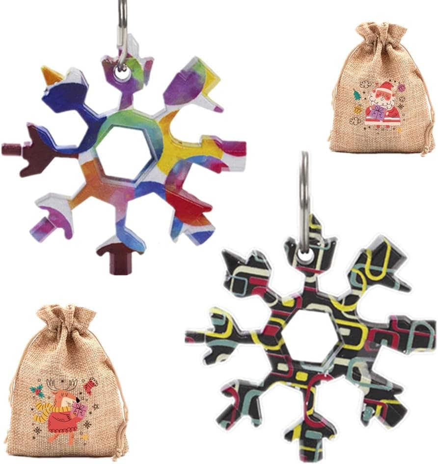 Stocking Stuffers for Men Gifts Snowflake Multitool 18 in 1 Christmas Day Gifts Ideas, 2 Pack Multi Tool Mens Dad Gifts, Multitools Tool Gadgets from Daughter Son, Gifts for Father Husband Him