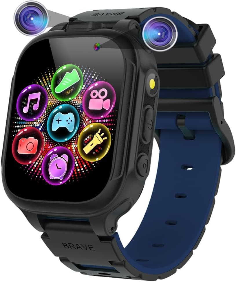 Kids Smart Watch with Dual HD Camera&14 Puzzle Games, 1.54" HD Touch Screen Multifunction Smartwatch Video Music Player Children Educational Toys Birthday Gifts for Boys Girls 3-12 Year Old