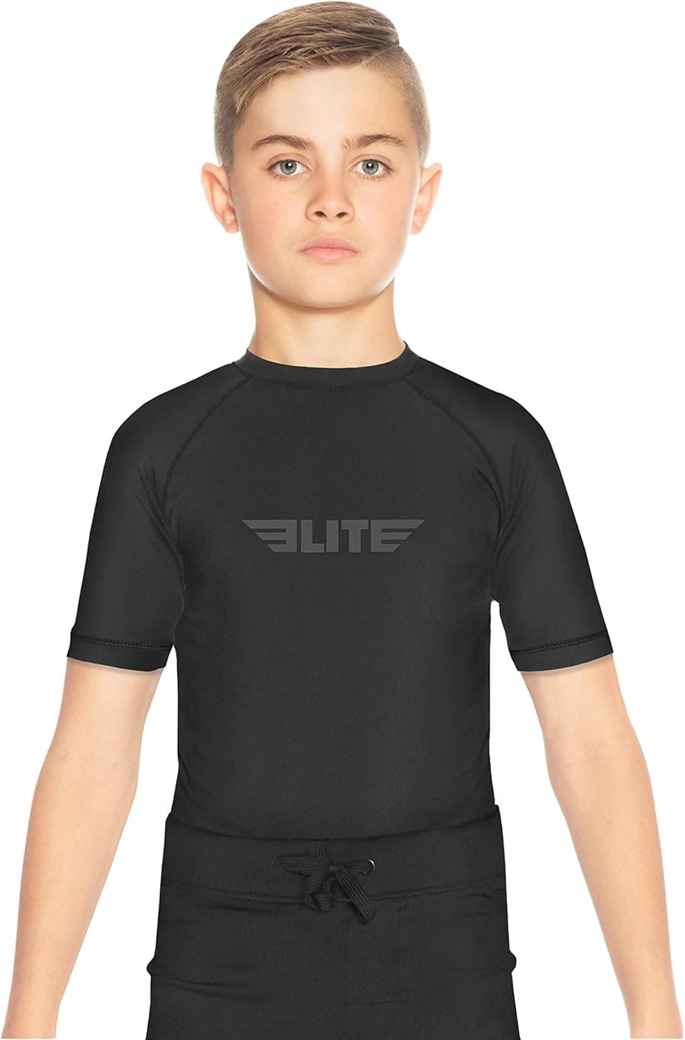 Elite Sports Rash Guards for Boys and Girls, Short Sleeve Compression BJJ Kids and Youth Rash Guard